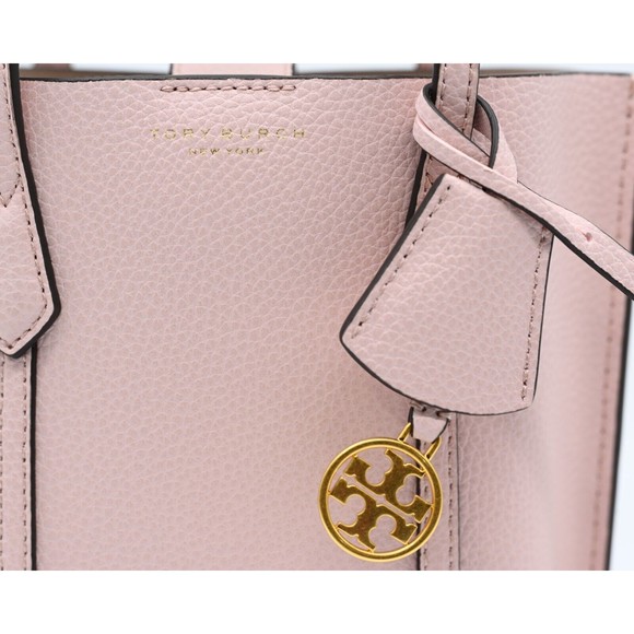 TORY BURCH PERRY Mini N/S Leather Crossbody Tote Shell Pink 142616 NWT $298 - Picture 8 of 16